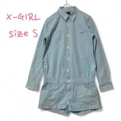 X-GIRL エックスガール⭐️デニム オールインワン ショートパンツ 長袖