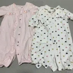ミキハウス&プチメイン　女の子用70cm ロンパース 2点セット