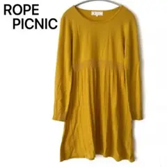 ROPE PICNIC ワンピース　M フレア　ニット　ひざ丈　イエロー