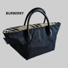 BURBERRY/バーバリー舟形ミニトートバッグ/ノバチェック×黒
