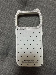 iPhone17proケース ラインストーン付 ドット柄