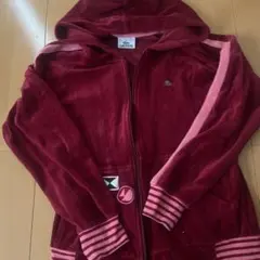 LACOSTE ベルベットフードパーカー 40size ベロア赤‼️本日限定価格