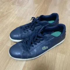 LACOSTE ネイビー レザー スニーカー