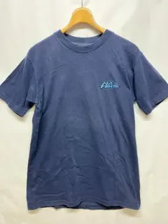 綺麗 NO FEAR アメリカ製 クルーネック ロゴ刺繍 半袖 Tシャツ 紺 M
