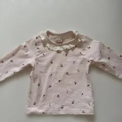 petit main 花柄 レース襟 Tシャツ 80