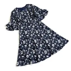 【美品】 ブルックス ブラザーズ　半袖　ワンピース　花柄　袖フリル　ひざ丈　2