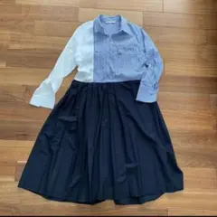 ZARA ストライプシャツワンピース　春夏　切り替え