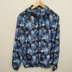 USMサイズ ZARA ナイロンパーカー　ナイロンジャケット　ブルー　総柄のサムネイル