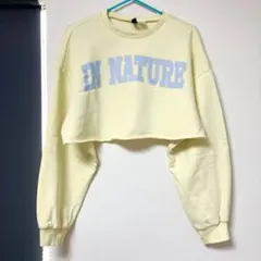 H&M クロップド丈 スウェット Sサイズ イエロー 長袖 ショート丈