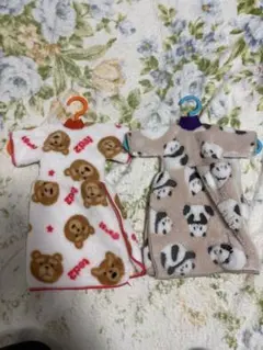 クマとパンダのループ付タオル2枚セット
