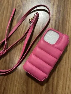 定価半額以下☆デミウ POCHE iPhone14 ケース+ストラップ ピンク POCHE FLAT ストラップセット iPhone14【iPhone16e兼用可能】