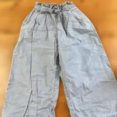 GU 120cm ライトブルー デニム風 ワイドパンツ
