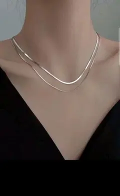 【ラスト一点】二連スネークチェーン ネックレス シルバー