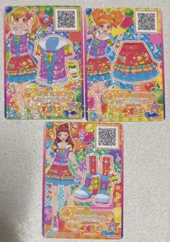 アイカツカード ラテンチェック 3枚セット 虹野ゆめ 二階堂ゆず 早乙女あこ