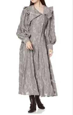 SNIDEL グレー フリル襟 マキシワンピース