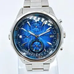 ☆セイコー SEIKO WR30 クロノグラフ／青文字盤×ブラックメタル 稼動 