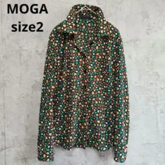 美品 MOGA モガ トランプ 総柄 シャツ ブラウス 長袖 レトロ サイズ2のサムネイル