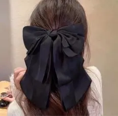1530ビッグリボン バレッタ ヘアクリップ ブラック 黒 ヘアアクセ 髪留め
