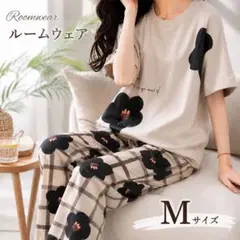 レディース花柄 パジャマ ルームウェア 部屋着 上下 Mサイズ