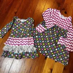 派手　ワンピース　長袖　姉妹　姉妹コーデ　お揃い　ペア　120 110