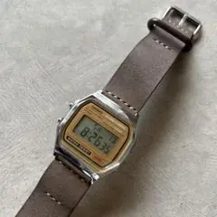 CASIO A158 本革レザーベルトカスタム グレー&茶色