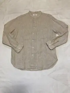 ユニクロメンズリネン100%長袖シャツ〔M〕美品 最終値