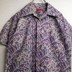 古着 シャツ 柄シャツ 総柄 開襟 オープンカラー アロハ 半袖