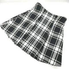 美品 ダーリッチ チェックツイードフレアミニスカート ブラック Darich