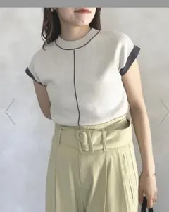 【美品】Thevon ニット セーター 袖先配色フレンチニットプルオーバー