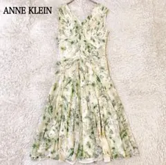 【美品】ANNE KLEIN ノースリーブ フレアワンピース ボタニカル日本製