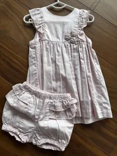 PETIT BATEAU ベビー ワンピース ブルマ セット ピンクのサムネイル