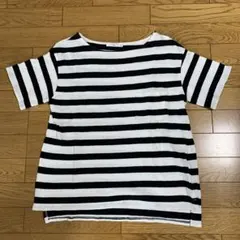 Samansa Mos2 blue USAコットン　ボーダーTシャツ ポケットのサムネイル