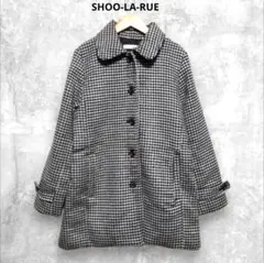 新品タグ付 シューラルー ステンカラーコート 千鳥格子柄 ウール混 M
