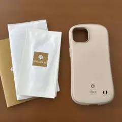 iPhone14用　iFace ケース ベージュと保護フィルム2枚セット