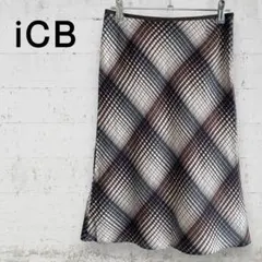 美品‪☆ICB アイシービー チェック柄　タイトフレアスカート　ひざ下丈のサムネイル