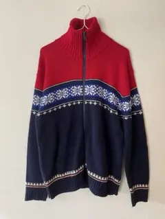 Willpips ノルディック柄 ジップアップ ニット セーター L