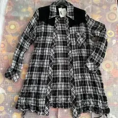 CEST CHICA BLEU チェック柄シャツ クロシェ編み切替42号のサムネイル