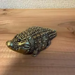 真鍮 ワニ 置物 クロコダイル 종이 웨이트 골동품 귀여운
