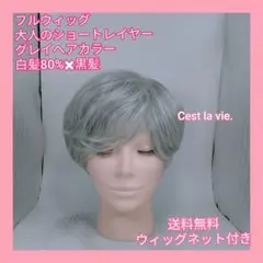 匿名配送 新品 フルウィッグ 大人の ショート レイヤー グレイヘア 医療用