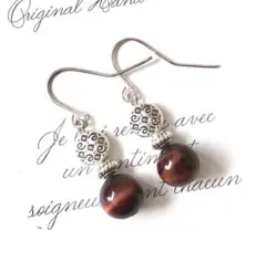 天然石レッドタイガーアイ＊プチエスニックな耳飾り(ピアス・イヤリング)