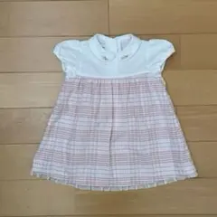 【美品】ファミリア☆チェック柄 半袖ワンピース(80)