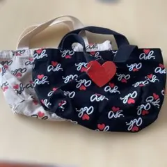 アニエス・ベー　雑誌付録ハートプリント キャンバス ポーチ 2点セット