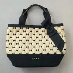 専用※TOCCA リボン付きトートバッグ アイボリー ブラック