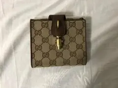 本物グッチGUCCI本革レザーGG柄キャンバス二つ折り財布サイフ札入れ茶