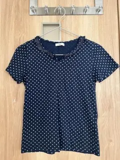 NÎMES ネイビー ドット柄 半袖Tシャツのサムネイル