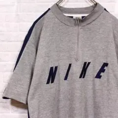 90s ビンテージ NIKE ロゴ刺繍 ハーフジップ Tシャツ ナイキ ジャージ