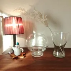 ガラス製*花器*フラワーベース*花瓶　2つ（球形・フラスコ型）