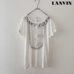 LANVIN en Bleu ビジュー付きプリントＴシャツ バックリボンのサムネイル