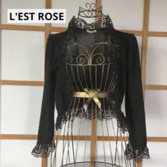 美品　レストローズ　レディース　ニット　ボレロ　カーディガン　無地レース　黒　M