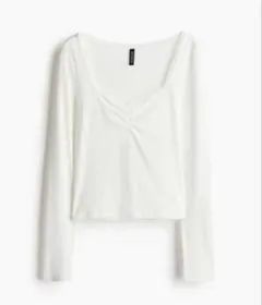 H&M レーストリム リブトップス Mサイズ 白